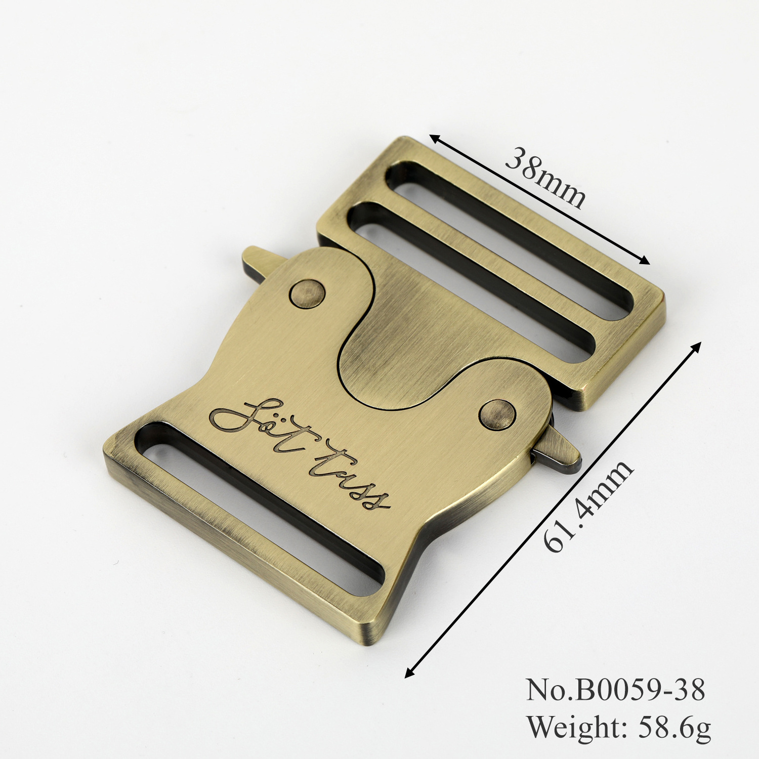 Wholesale Antique Brass Brush Curved Quick Release Belt Buckle Zinc Alloy Metal Side Release Buckles