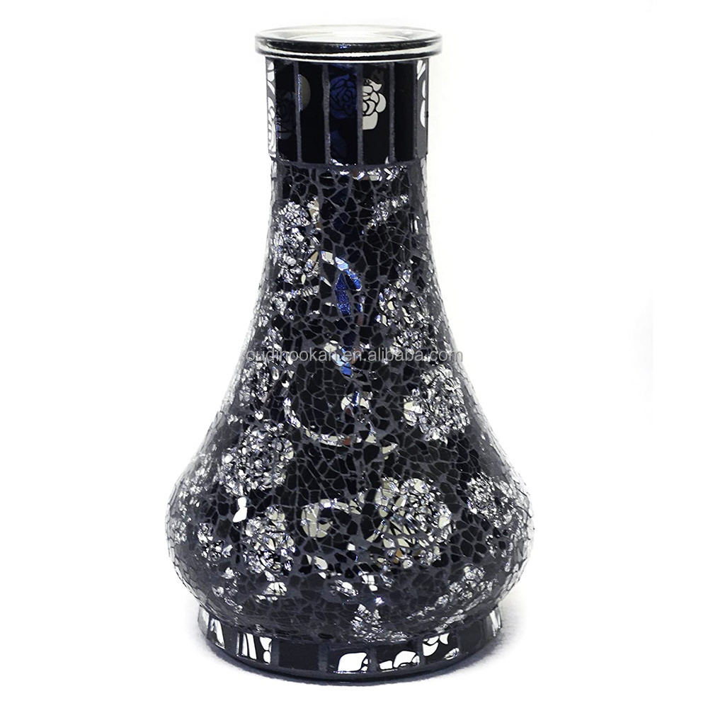 Arabic Shisha Mosaic Glass Hookah With Cheap Price Black Color Vase  Factory Wholesale price