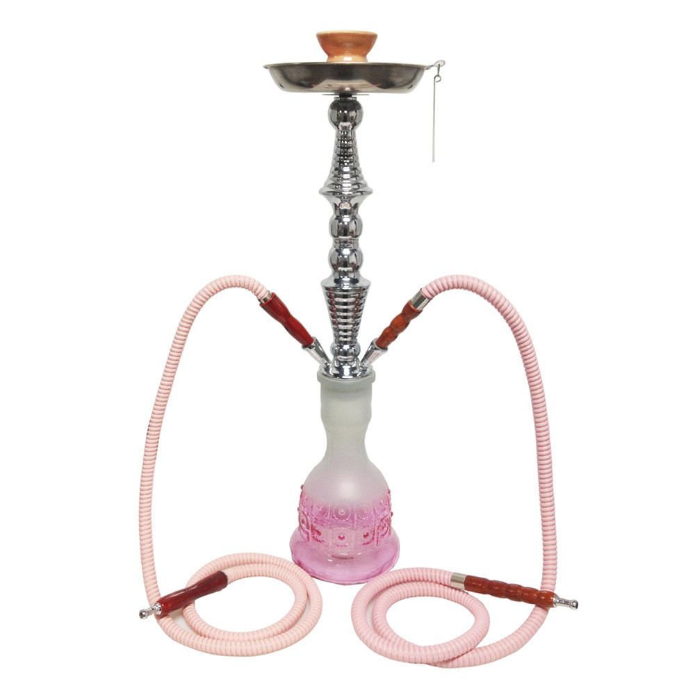 Large Hookah 4 Pink Luxury Hoses Pink Pyramid Base Shisha Black Windcover toptan