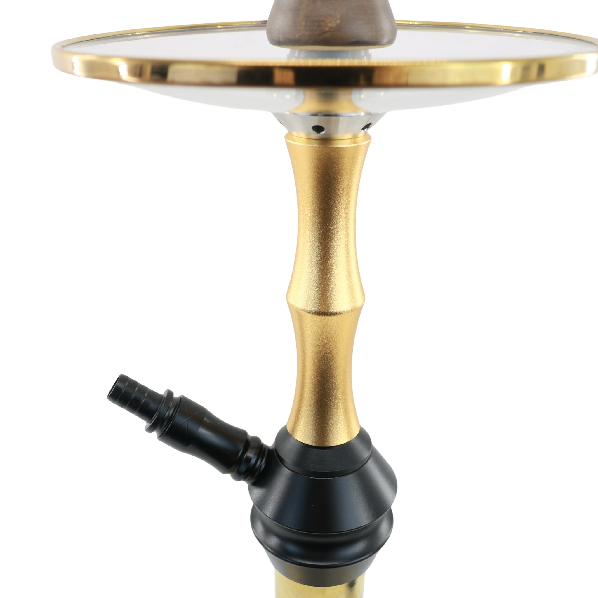 classy golden looking electroplated base hookah single hose ceramics head glass plate medium size