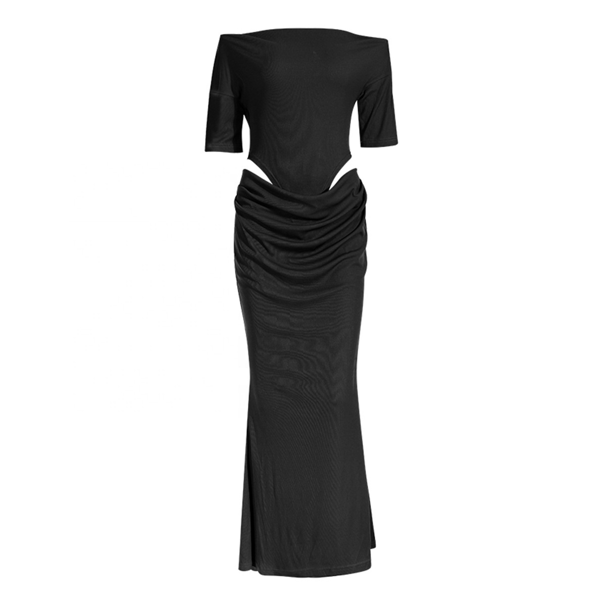 OUDINA 2023 Wholesale Elegant One Shoulder Hollow Maxi Dress Ladies Women Clothing Bodycon Dresses