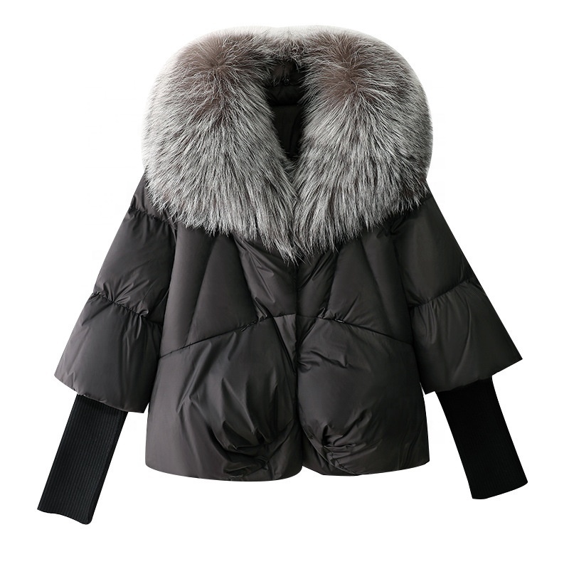 OUDINA New Arrival Winter Fashion Collar Trim Jackets Fox Fur Women's Down Coats