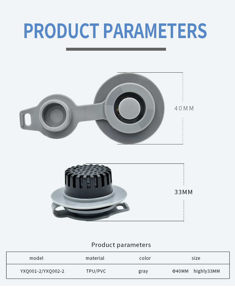 Spring Button Air Valve Outdoor Supplies Patented Design TPU PVC Drain Plug Air Vacuum Valve Cap for Inflation