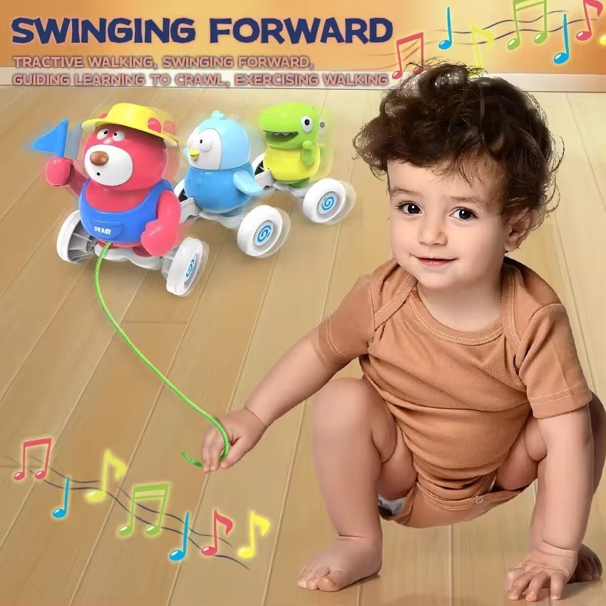 drag toddler toys early educational music swing cartoon animal pull along toy montessori sensory games for baby