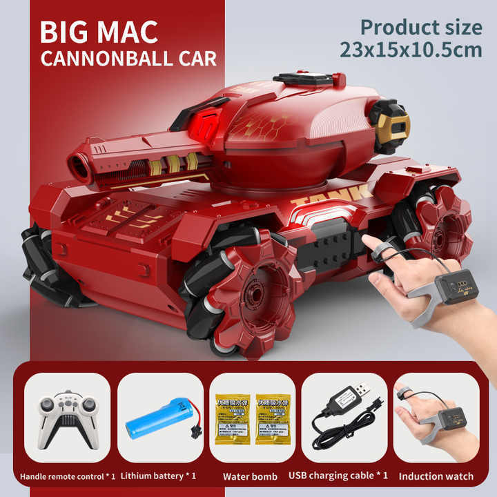 Remote Control Tank Car With 360 Water Marbles Shooting Cannon High Speed 4WD Stunt Functions Rc Car