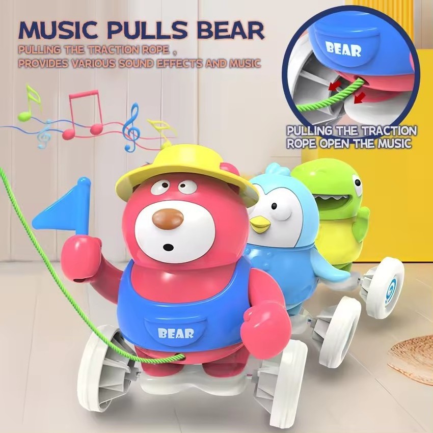 drag toddler toys early educational music swing cartoon animal pull along toy montessori sensory games for baby