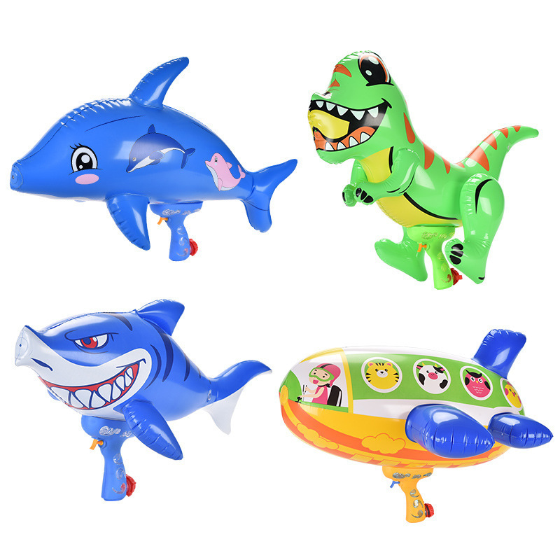 Kids outdoor summer game toys shooting toy shark inflatable balloon water gun