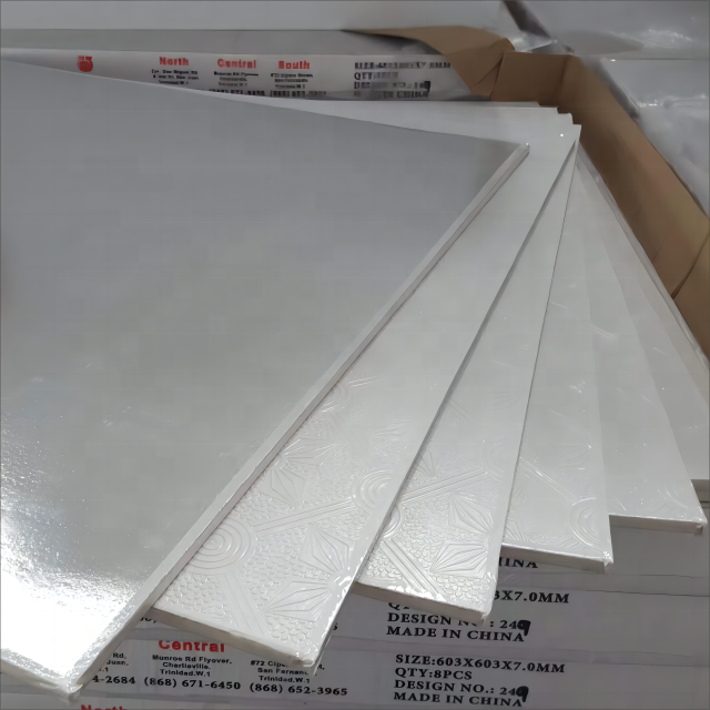 Pvc Vinyl Laminated Gypsum Board Modern Designs Decorative Ceiling Panel Waterproof False Ceiling Tiles