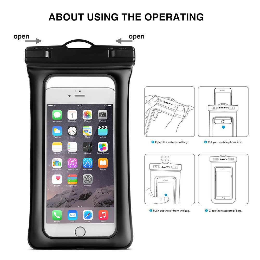 Customized Logo IPX8 Swim Universal PVC Floating Waterproof Cell Mobile Phone Case Bag Pouch for iPhone 13 Pro Max