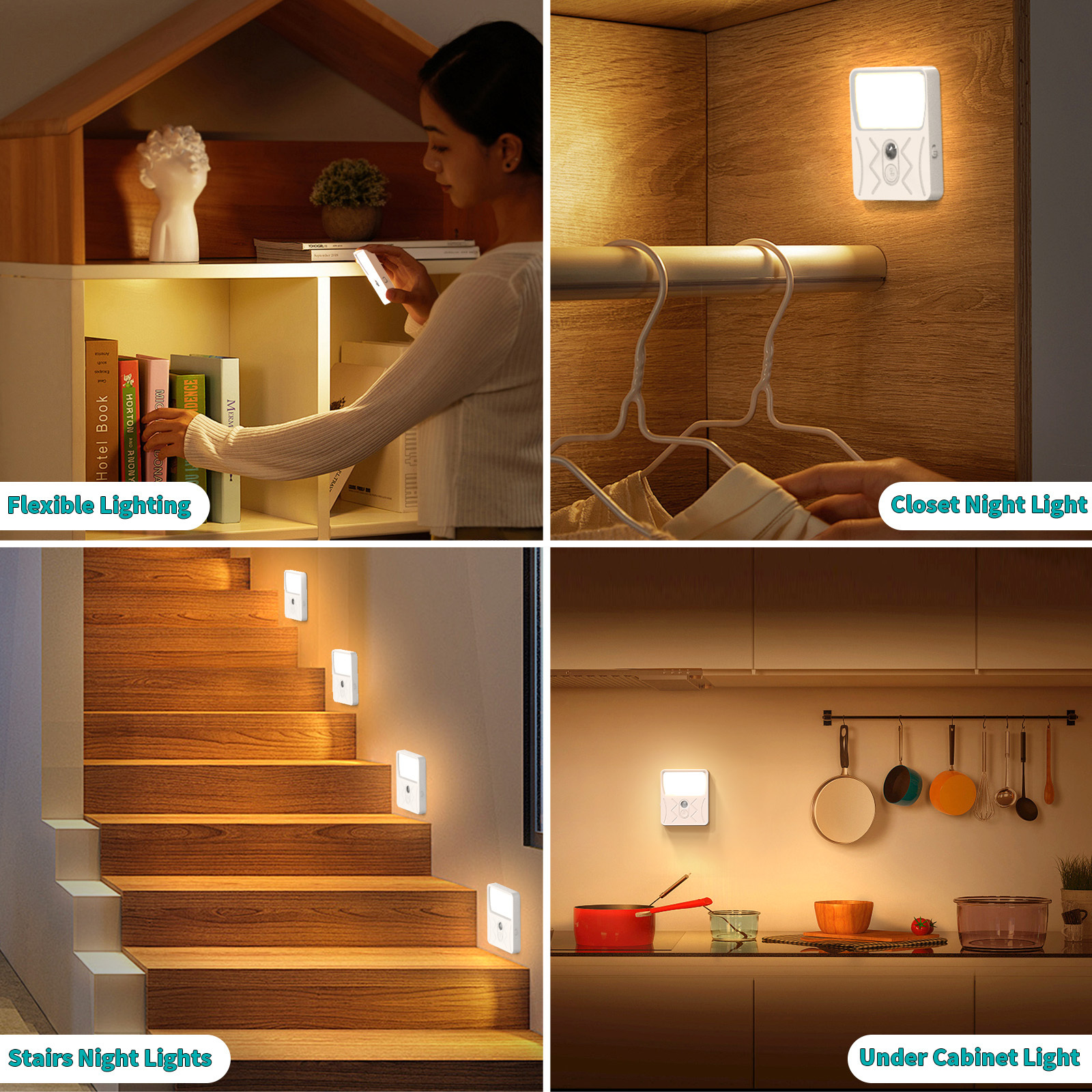 Magnetic Inductive Wall Lamps 2W Mini Wireless LED Night Light USB Rechargeable Smart Lights With Motion Sensor