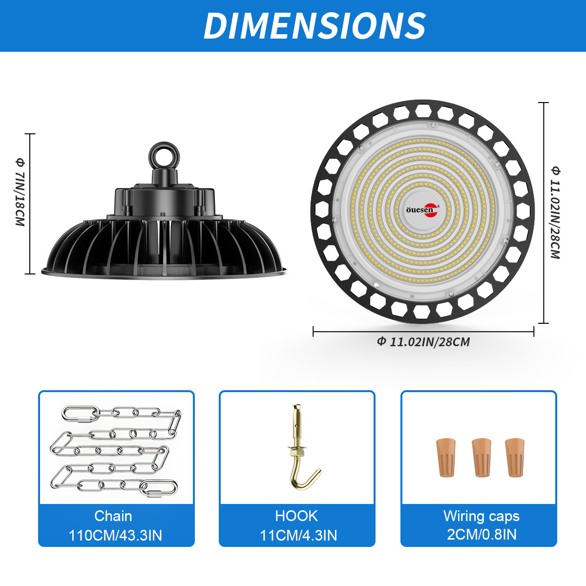 200W LED High Bay Light UFO Commercial Lights Industrial Shop Light 5000K 28000LM  for Warehouse Workshop Garage Factory