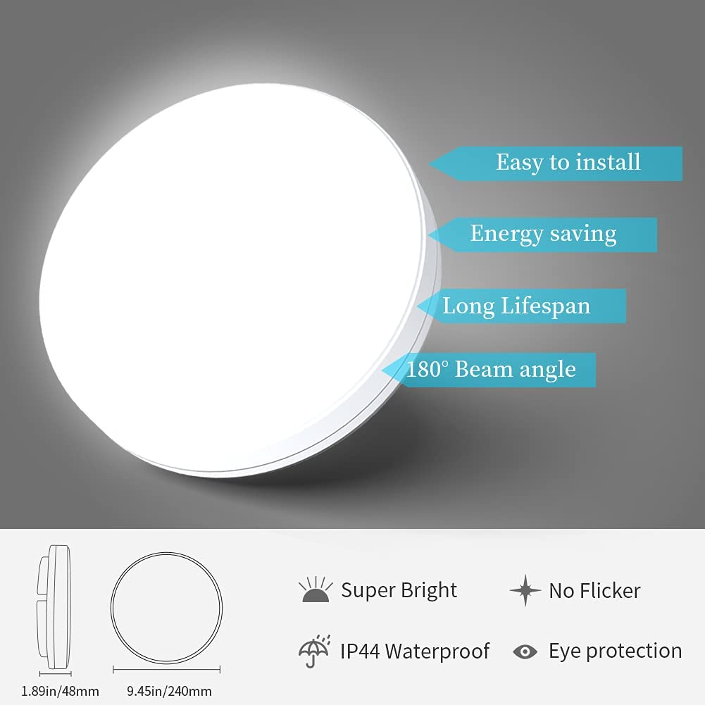 Modern Simple Living Room Ceiling Light 4000K Ip44 Flush Mount Round LED Lighting Fixture