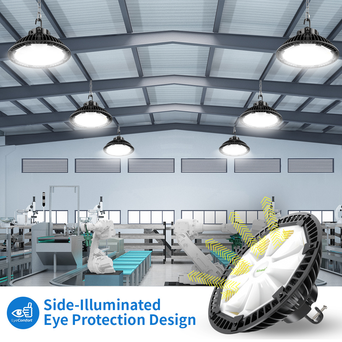 Delivery From USA Warehouse 1-10V Dimmable Indoor Industry Factory Fixture UFO 200W Led High Bay Lights With US Hook Plug