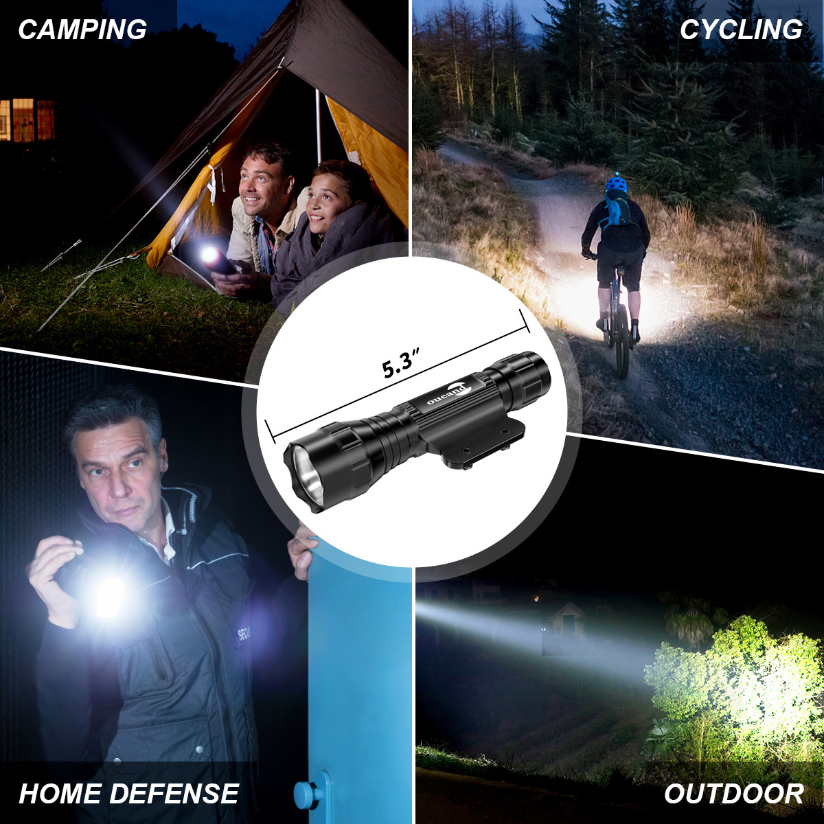 Hot Sale Waterproof  Tactical Flashlight Rechargeable 3200mAh Battery Aviation Aluminum Outdoor Flashlight withstand Heavy Rain