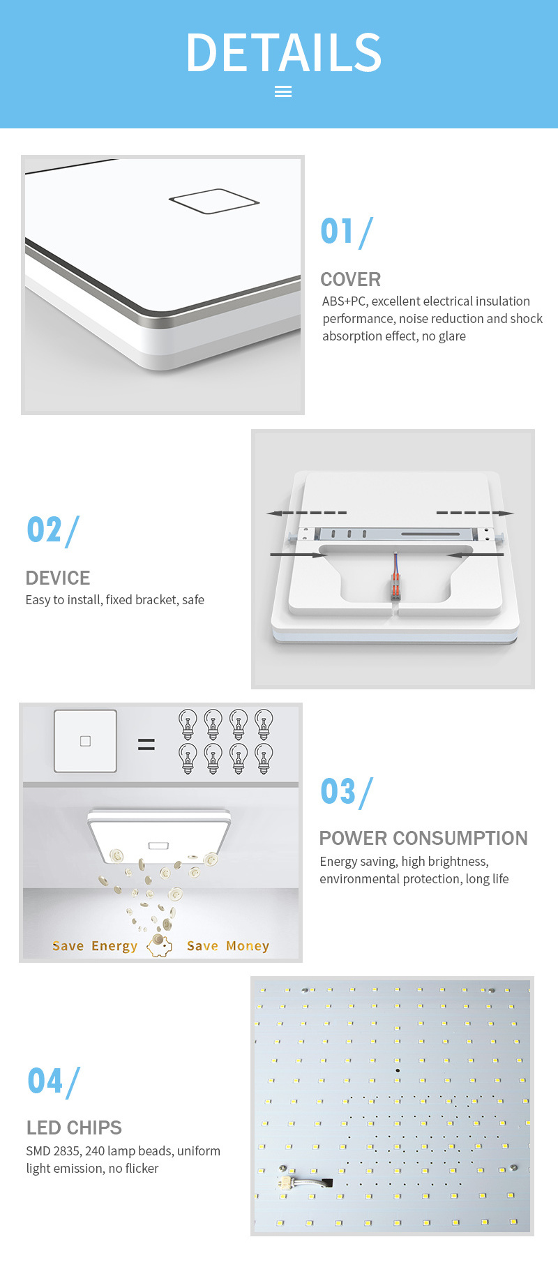 Nordic LED Ceiling Light Living Room 220V Modern Simple Aisle Square Study Bedroom Household Lamp Fixture