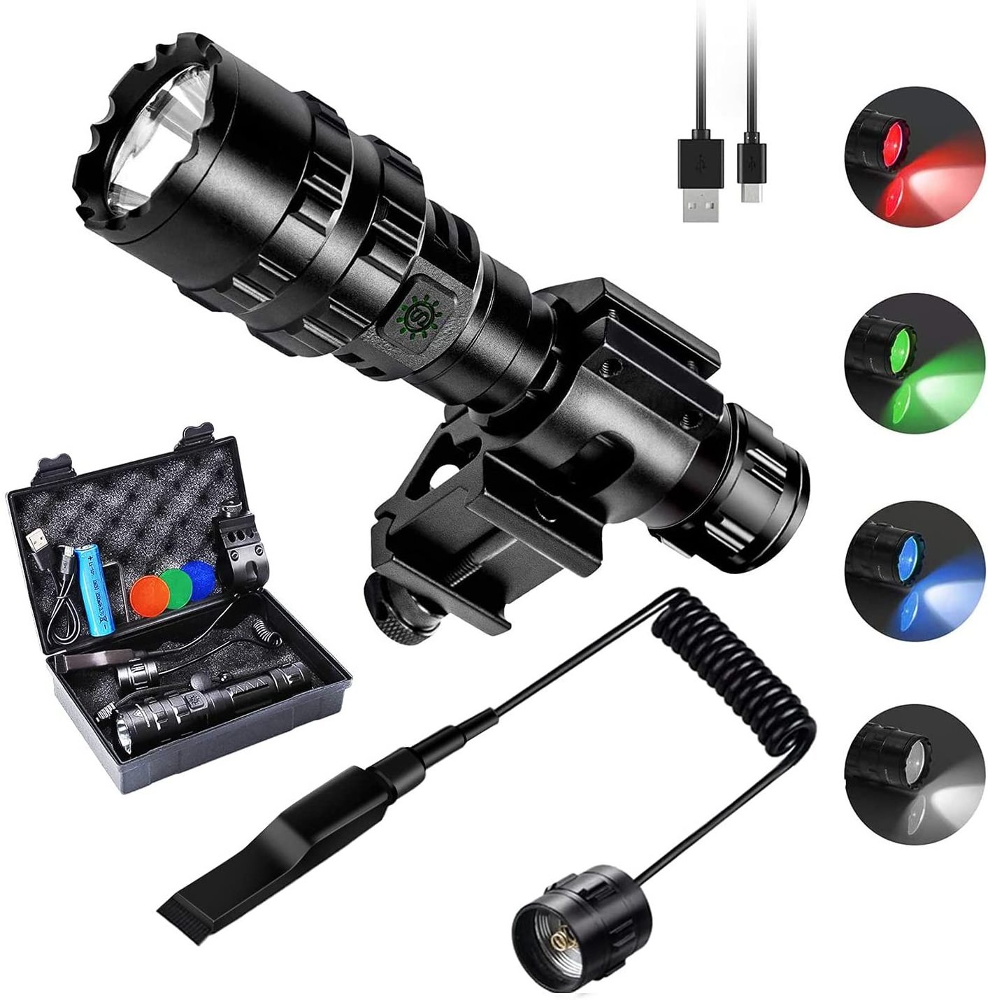 High quality IP44 5 modes tactical laser flashlight led rechargeable tactical laser flashlight