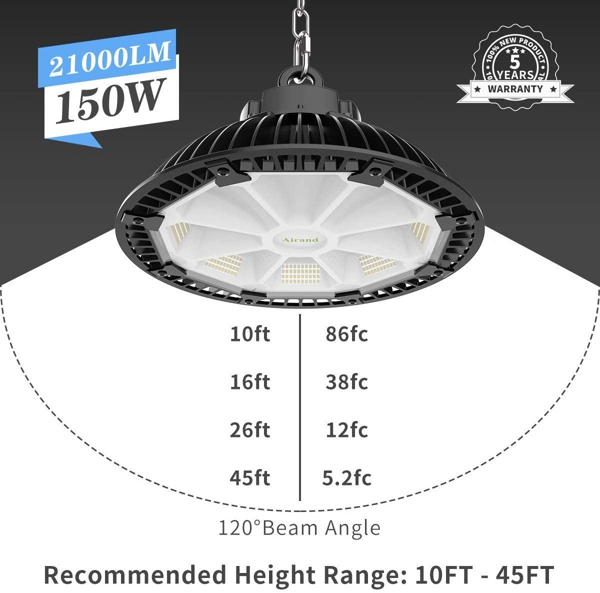 Hot Selling Warehouse Garage Lamp Led Waterproof IP65 150w 200w UFO High Bay Light With US Plug Hook