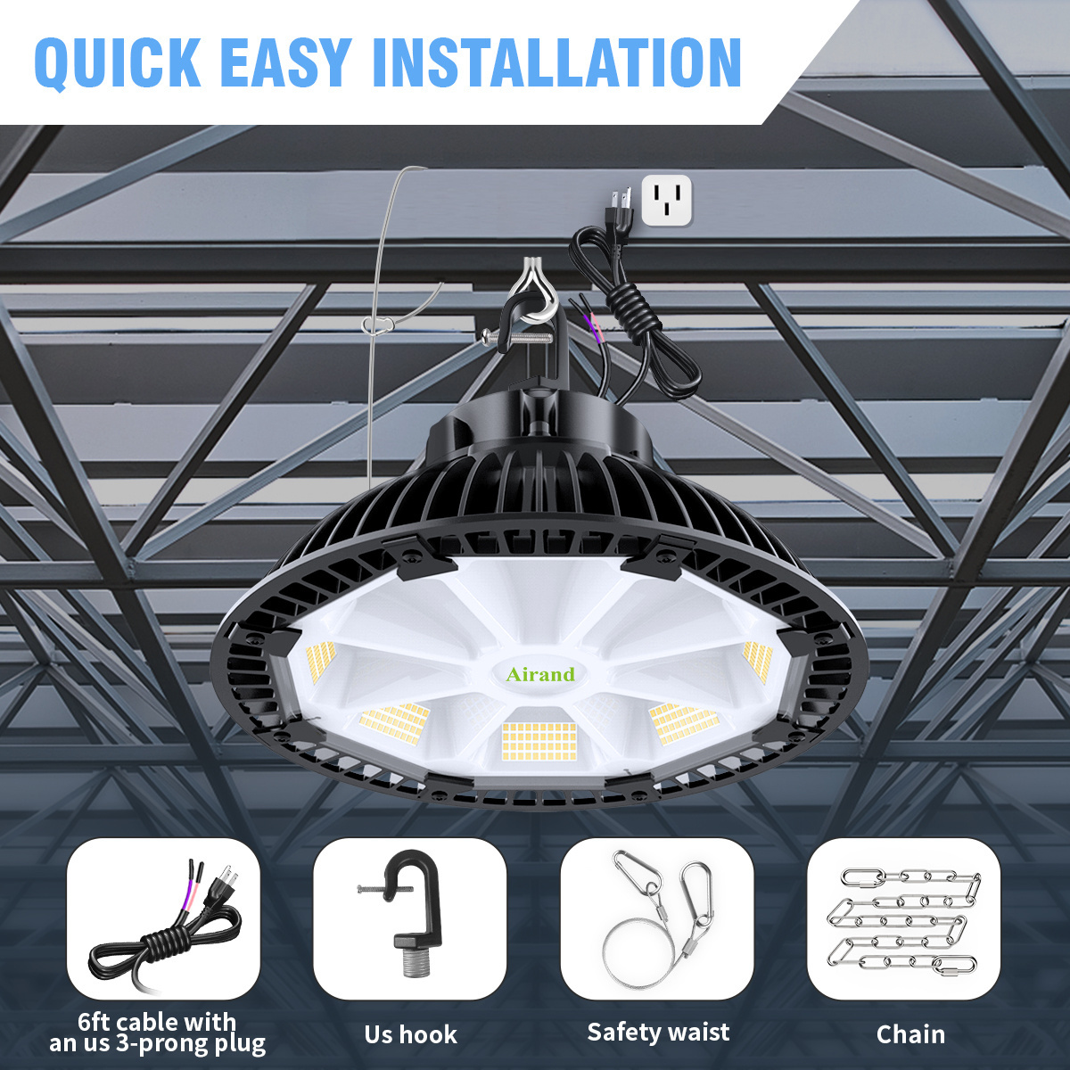 Delivery from USA Warehouse UFO LED High Bay Light 200W Dimmable Industrial Lights 140lm/w Garage Lighting