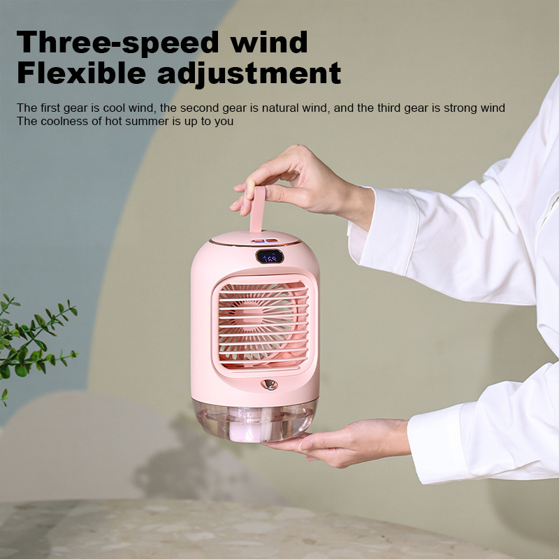 2022 Newest Handheld 3 in 1 Portable Fan Humidifiers Led Lights Mist Soft Wind Rechargeable Mini Cooling Fans