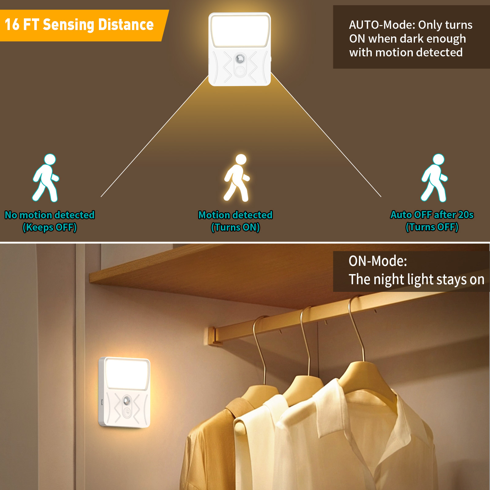 Modern LED Motion Sensor Night Light Dimmable Brightness Memory Function Cabinet Light Rechargeable MINI 3 Colors Night Light