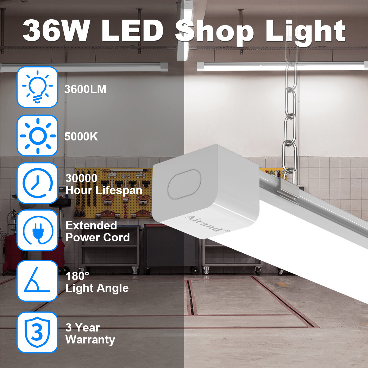 IP66 4ft LED Tri-proof Lamp 36W Commercial Garage Tube Lamp Waterproof Lighting Fixture Led Batten Light