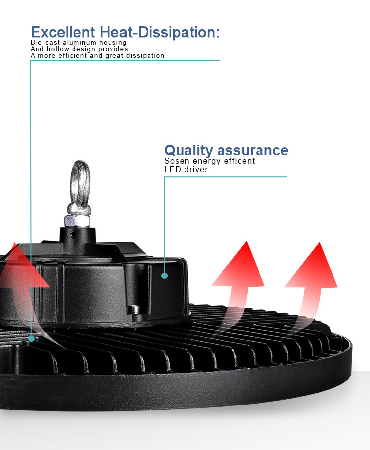 100W UFO LED High Bay Light Industrial Commercial Lighting With CE RoHS For Garage Warehouse