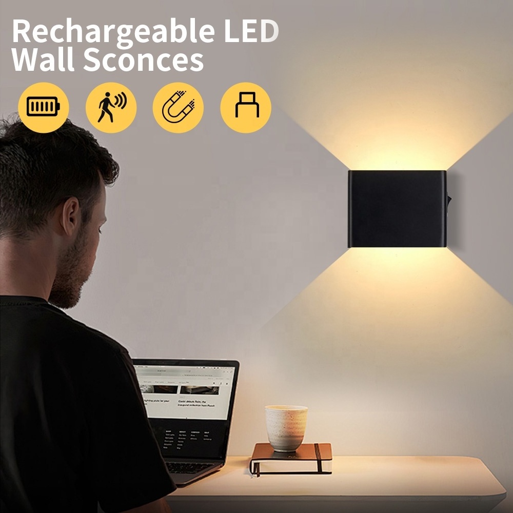 New Arrival 5W Rechargeable Wall lamp With PIR Sensor Magnetic 4400mAh rechargeable battery Wireless Lamps RGB with remote