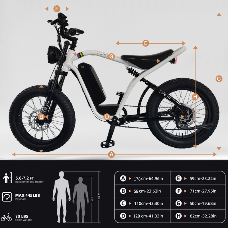 Oufeya Beach Electric Bike 350 500W 750W Motor Electric Bicycle 20 Inch Beach Cruiser Chopper Bike