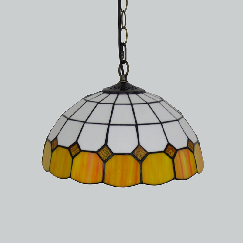 12 inch Tiffany stained glass lamp retro creative personality Bar Cafe corridor chandelier light yellow children's pendent lamp