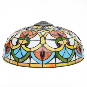 16 Inch Lamp Shade Replacement, Only Tiffany Stained Glass Lamp Chimney,Red Green Pink Fit for Table Lamp, Pendant Light