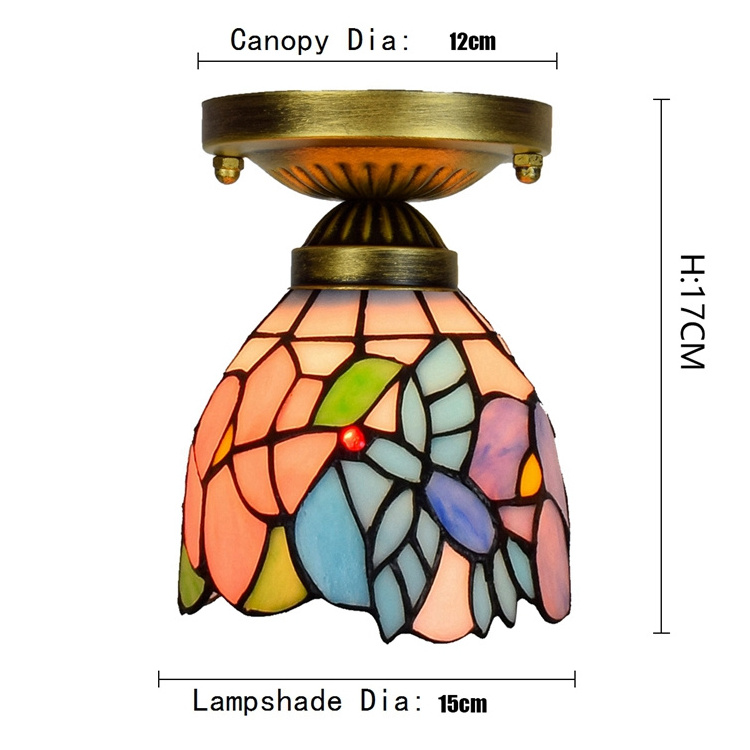 Tiffany Hummingbirds and flowers Flush Surface Mount Ceiling Light Lamp Led Lights Price Panel stained glass ceiling lamp