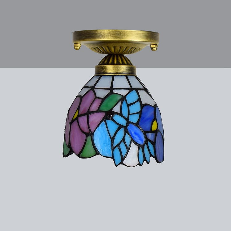 Tiffany Hummingbirds and flowers Flush Surface Mount Ceiling Light Lamp Led Lights Price Panel stained glass ceiling lamp