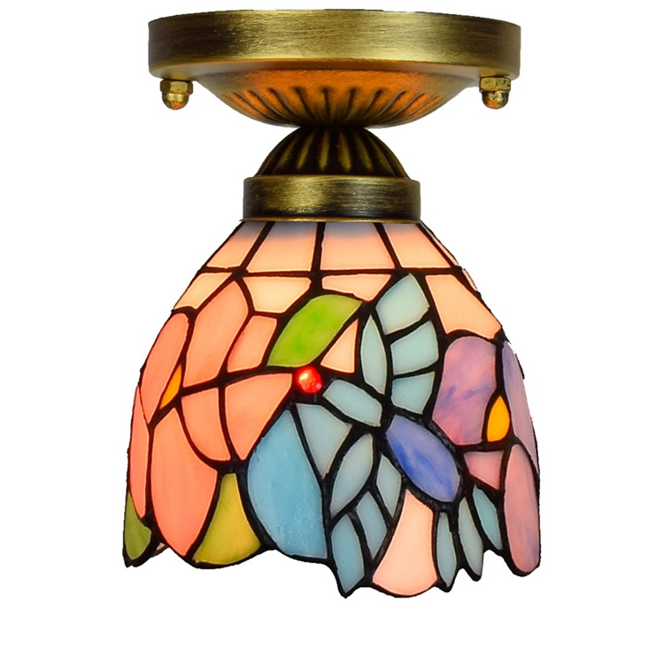 Tiffany Hummingbirds and flowers Flush Surface Mount Ceiling Light Lamp Led Lights Price Panel stained glass ceiling lamp