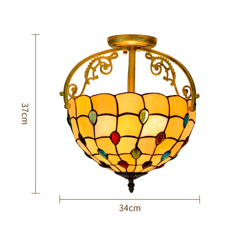 Tiffany Glass lamp Metal LED Semi-Flush Mount Traditional decor Warm Light for Kitchen Hallway bathroom ceiling lights(old)