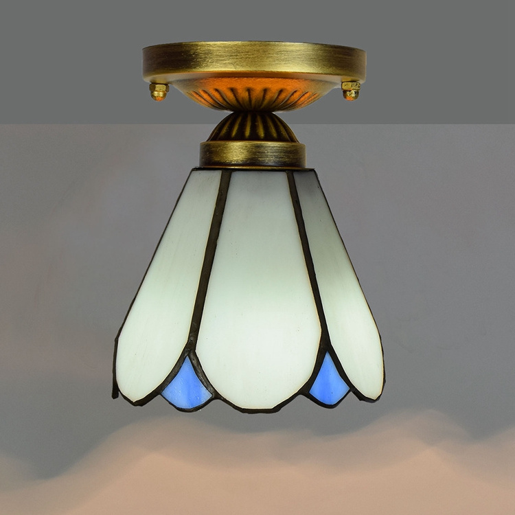 Price Fan with Light Panel Modern Tiffany Style French Lighting Lamp White Color Stained Glass Flush for Sale Led Ceiling Lights