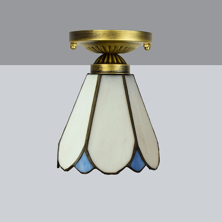 Price Fan with Light Panel Modern Tiffany Style French Lighting Lamp White Color Stained Glass Flush for Sale Led Ceiling Lights