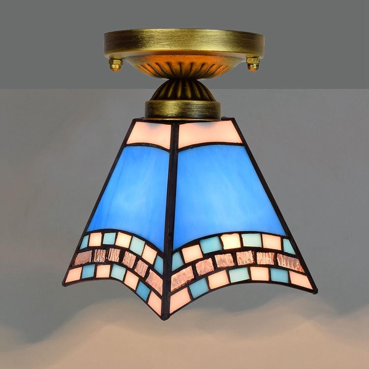 Tiffany  Lamp Small Glass Crystal Lights Modern Flush Mount Pendant Fancy Luxury Fixtures Lighting Ceiling Light