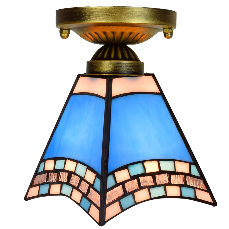 Tiffany  Lamp Small Glass Crystal Lights Modern Flush Mount Pendant Fancy Luxury Fixtures Lighting Ceiling Light