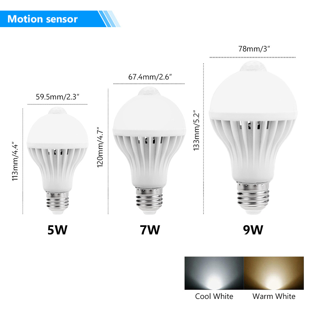 Bulb Bulbs Lights Smart Wholesale Skd E27 12W 9W 20W 15W 7W 10W 5W 3W 40W 18W Led Motion Sensor Light