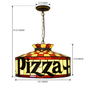 Vintage Unique Beautiful Pizza Restaurant Lamp stained glass ceiling light tiffany style lamps chandeliers & pendant lights