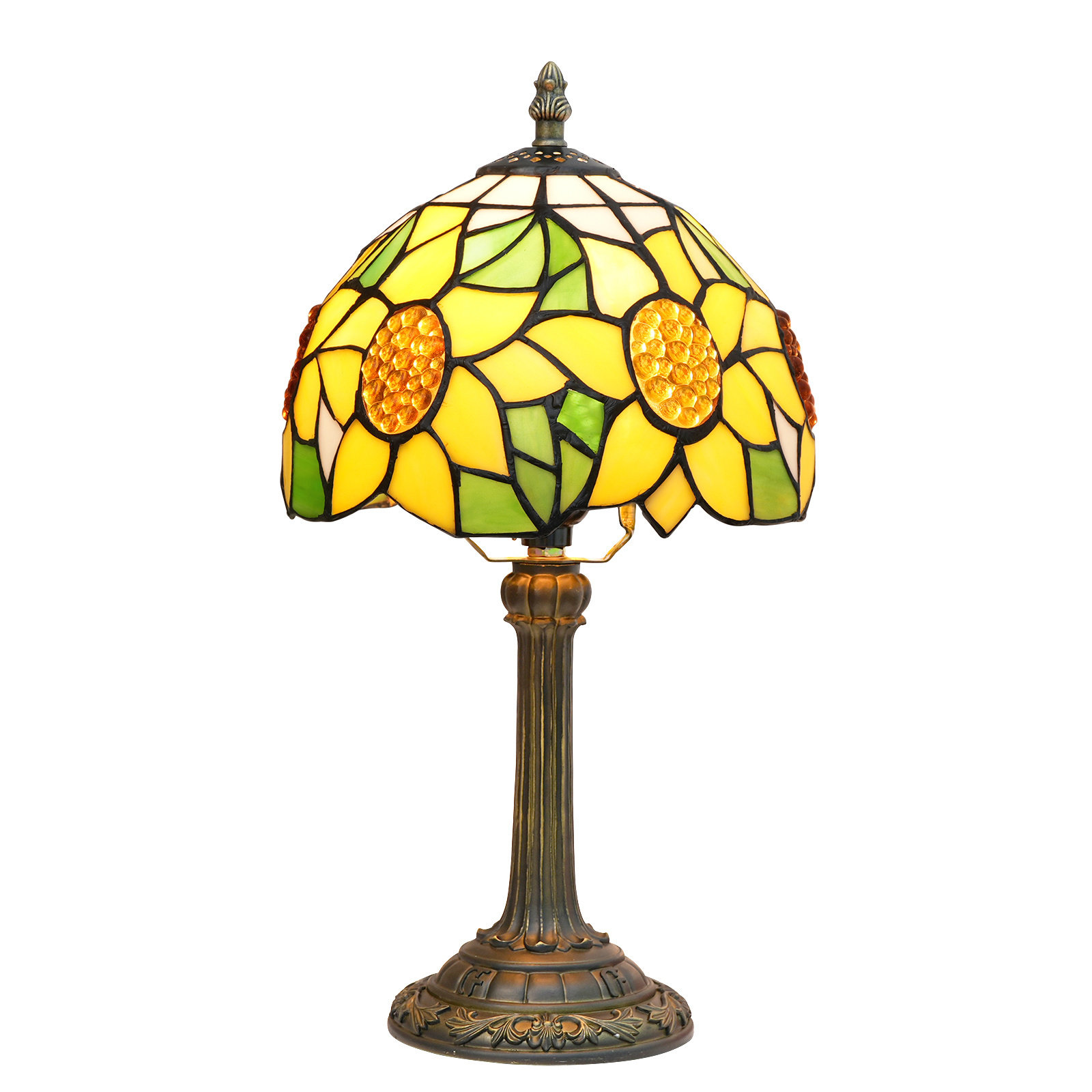 Tiffany Lamp Stained Glass Table Lamp Yellow Sunflower Bedside Table Lamp LED E26 Bulb, for Bedroom Living Room