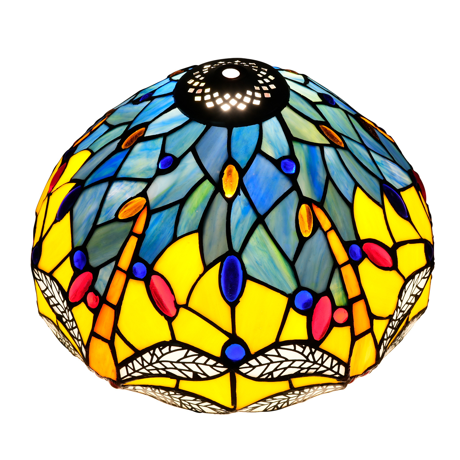 Tiffany Lamp Shade Replacement 12 Inch Stained Glass Dragonfly Lampshade with Cap fit for Table lamp Pendant Light Ceiling lamp