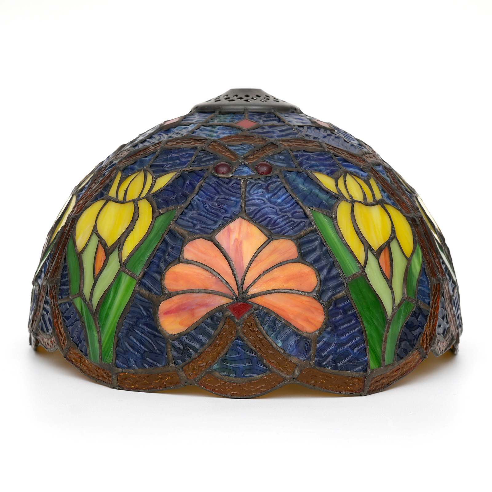 Tiffany Lamp Shade Replacement 12 Inches Blue Lotus Flower Stained Glass Lampshade Only For Pendant Light Ceiling Fixture