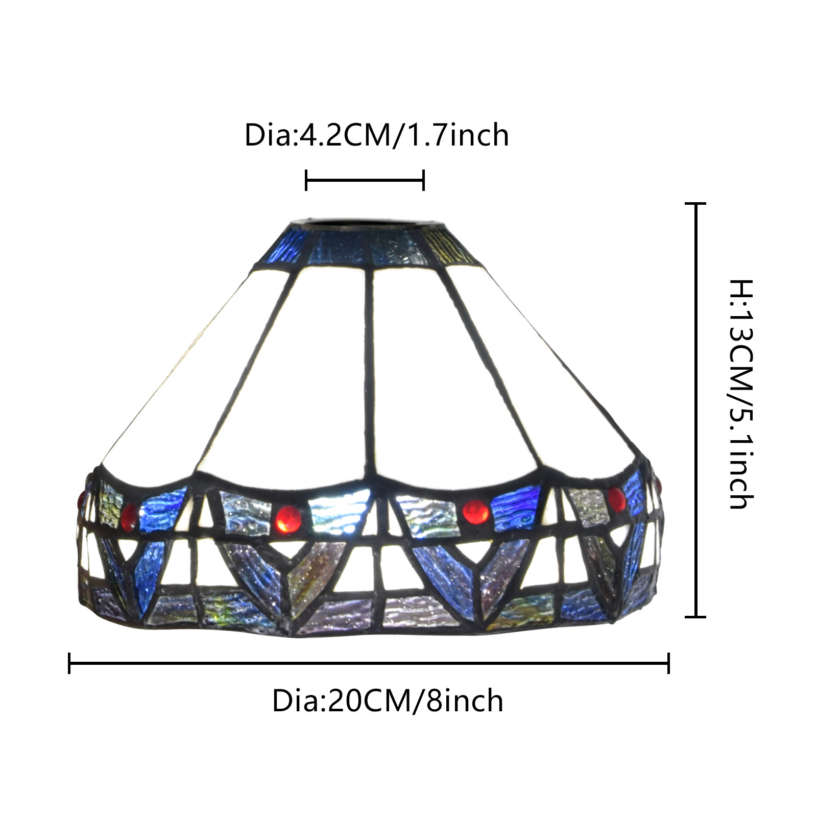 Tiffany Lamp Shade Replacement 8 Inch Stained Glass Mission Lampshade for Table lamp Pendant Light Ceiling Fixture