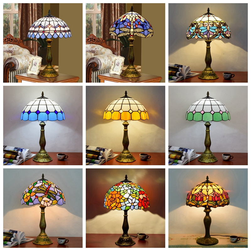 Lampes Tifany Table Stained Glass Lamp Desk Light 12 Inch Night Decorative Lights Classic Antique Style Lighting Tiffany Lamps