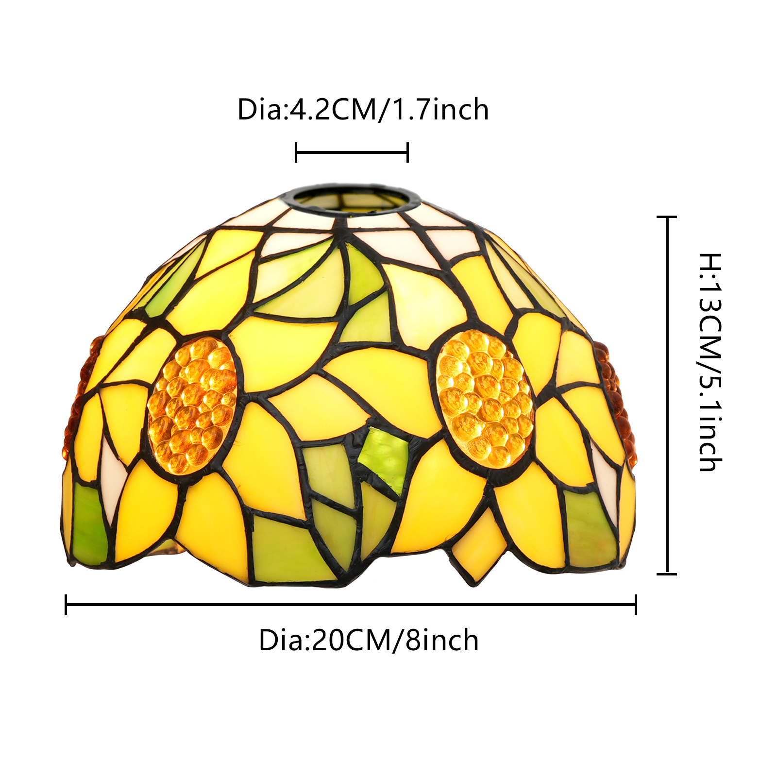 Tiffany style lampe shade de decoration salon stained glass material 8 inch mosaic Sunflower lampshade Replacement for wall lamp