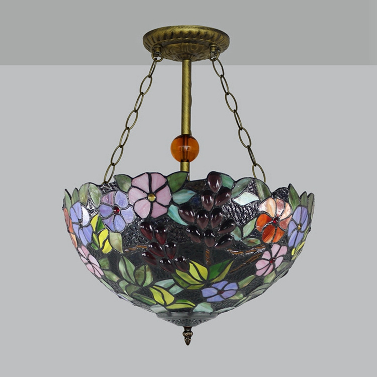 16 inch Victorian style garden grape Chandeliers for living room stairway foyer entryway Tiffany ceiling lights pendant lights