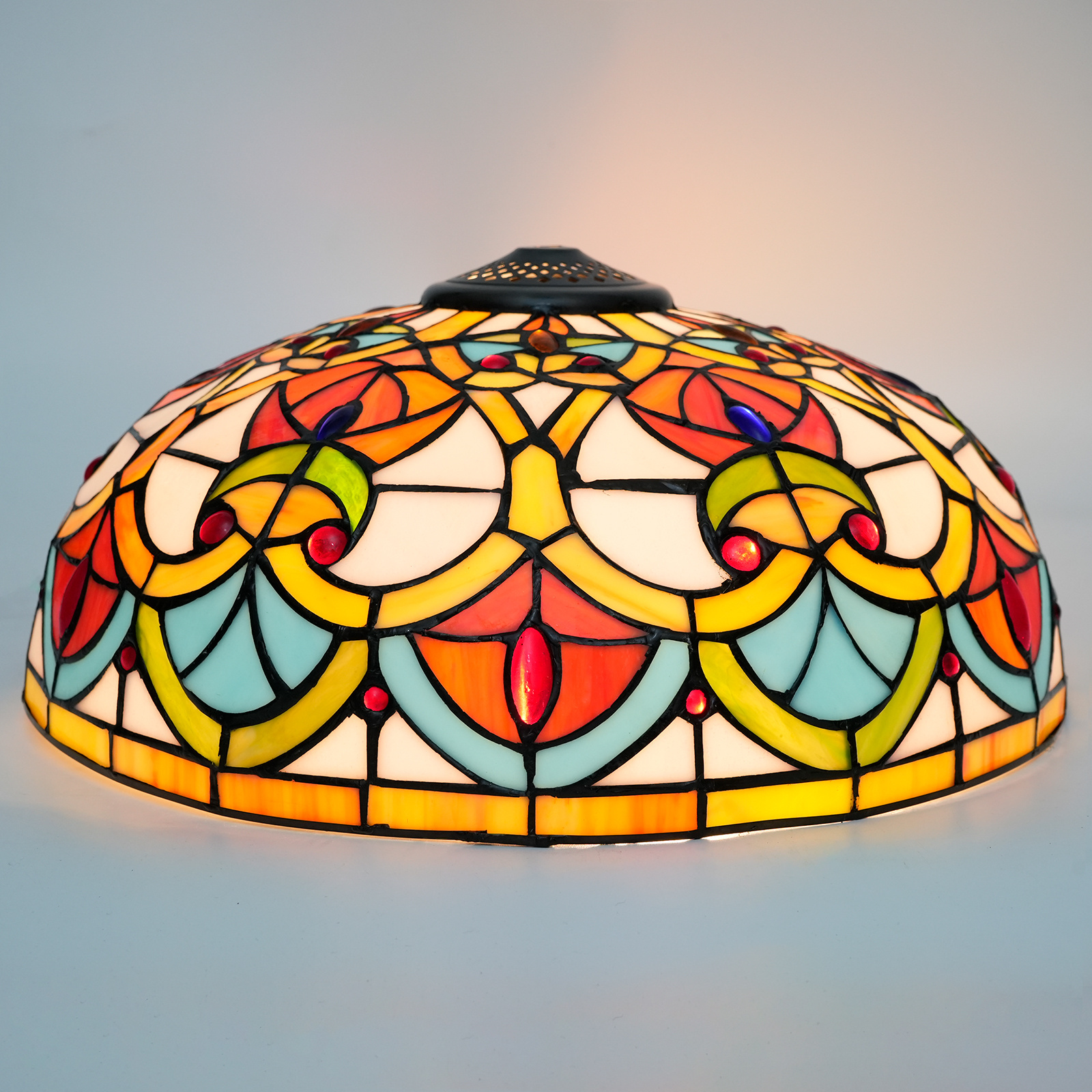 16 Inch Lamp Shade Replacement, Only Tiffany Stained Glass Lamp Chimney,Red Green Pink Fit for Table Lamp, Pendant Light