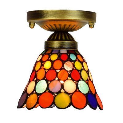 Tiffany Style Mini Ceiling Light Flush Mount, 6 inch Stained Glass Ceiling Lamp, Vintage Vintage E27 Small Chandeliers