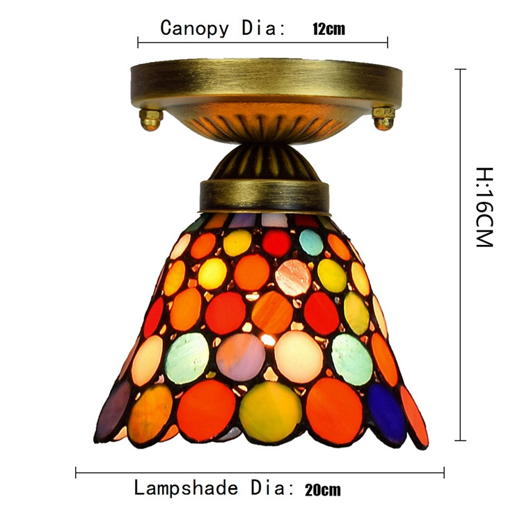 Tiffany Style Mini Ceiling Light Flush Mount, 6 inch Stained Glass Ceiling Lamp, Vintage Vintage E27 Small Chandeliers